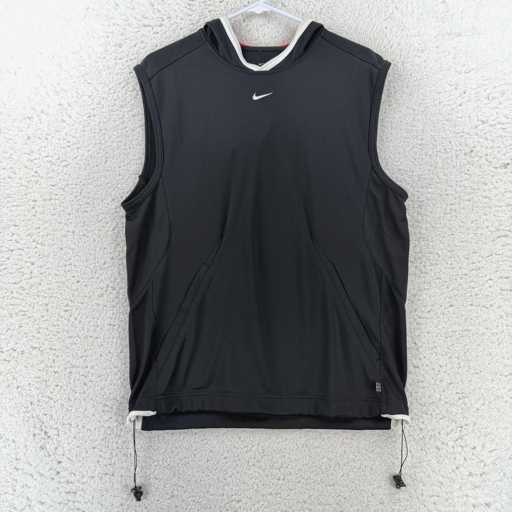 Nike Sphere Dry Hooded Tank Top Mens Medium Black Sleeveless Running Training